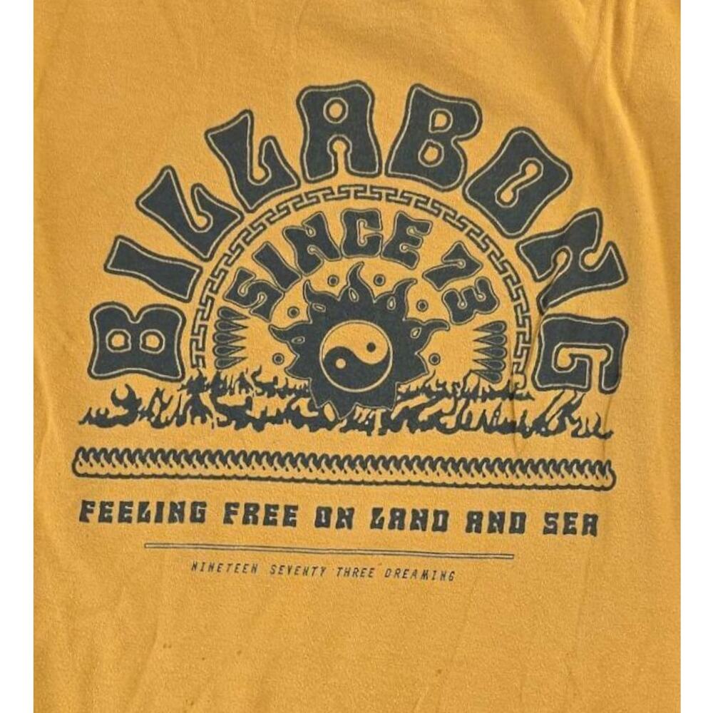 Billabong | Yellow Ying Yang Graphic T-Shirt | Size Medium